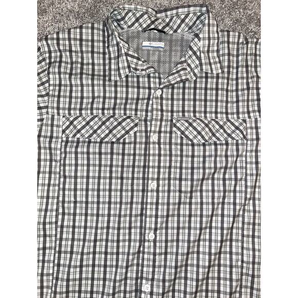 Columbia Shirt Mens Large Button Roll Up‎ Long Sleeve Plaid Grey White Outdoor - Picture 9 of 9